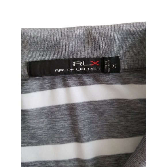 Ralph Lauren RLX Polo Shirt Performance Golf, Men's Size XL Gray White Striped - Picture 3 of 13